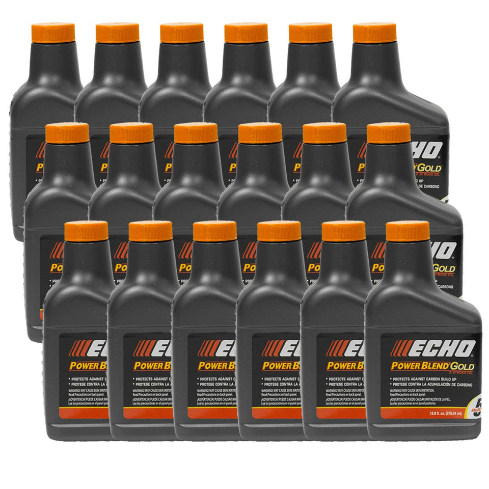 Echo Power Blend 2-Cycle oil bottle close-up — supports smoother operation.
