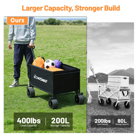 EchoSmile collapsible wagon 400lbs capacity carries groceries and gear with ease.