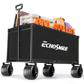 EchoSmile collapsible wagon folded for compact storage in a car trunk.