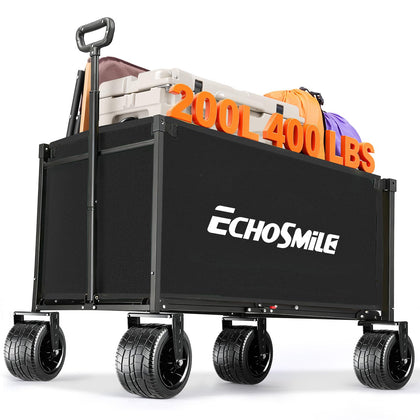 EchoSmile collapsible wagon folded for compact storage in a car trunk.