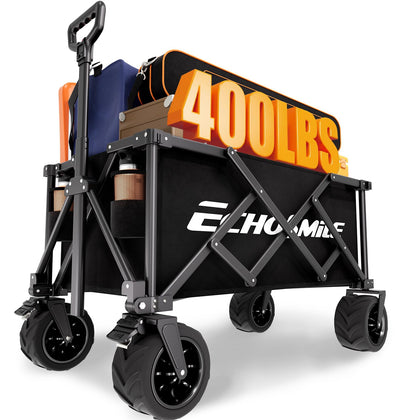 EchoSmile collapsible wagon open setup for easy camping and beach trips.
