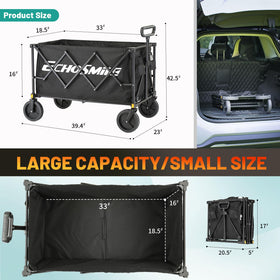 EchoSmile wagon side view showing telescopic handle and rugged wheels.