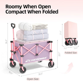 EchoSmile wagon unfolded and ready for use, roomy space for groceries
