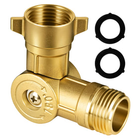 ECKXCH 180° swivel brass garden hose connector enables flexible reach for irrigation tasks.