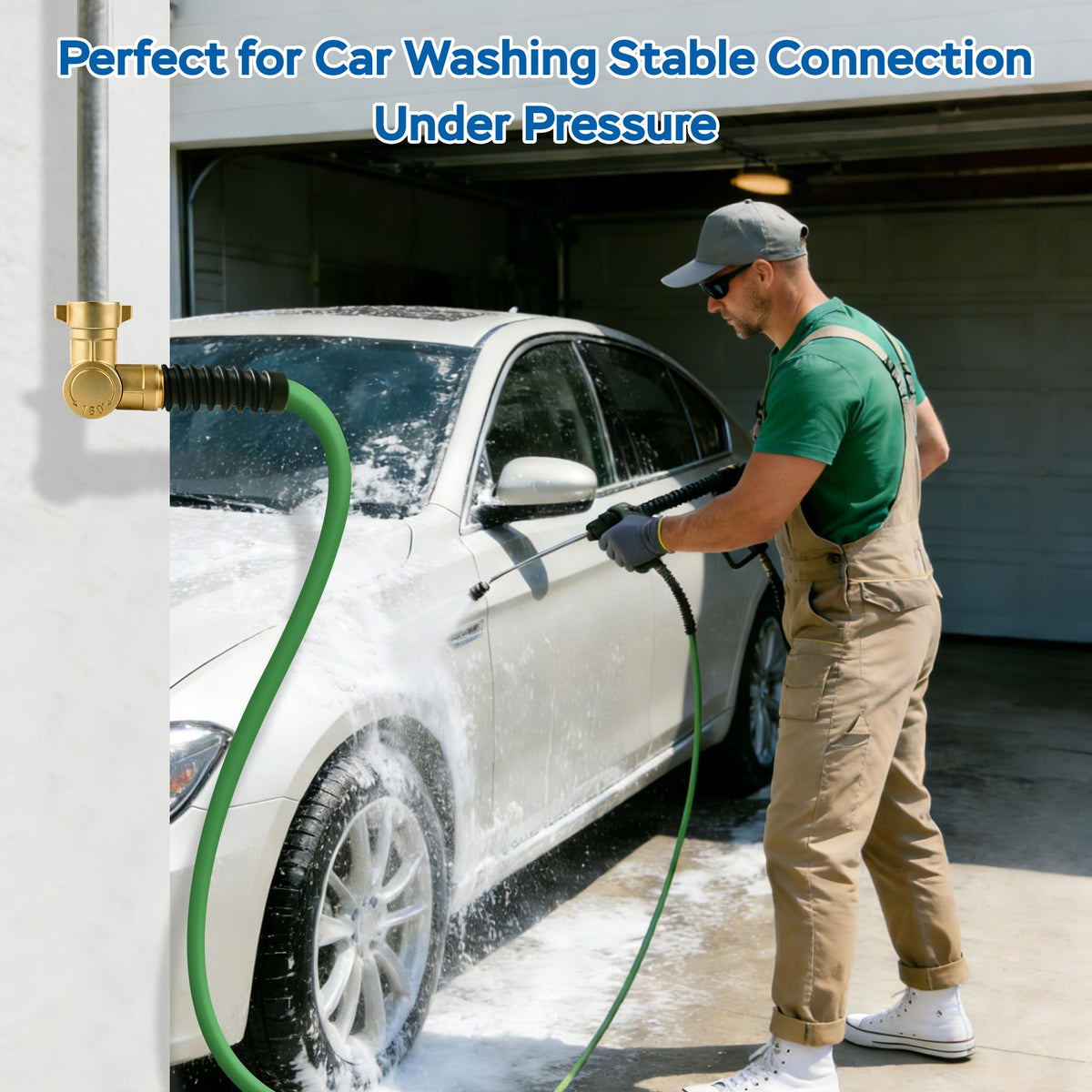 ECKXCH universal hose connector suitable for irrigation, car wash, and patio cleanup.