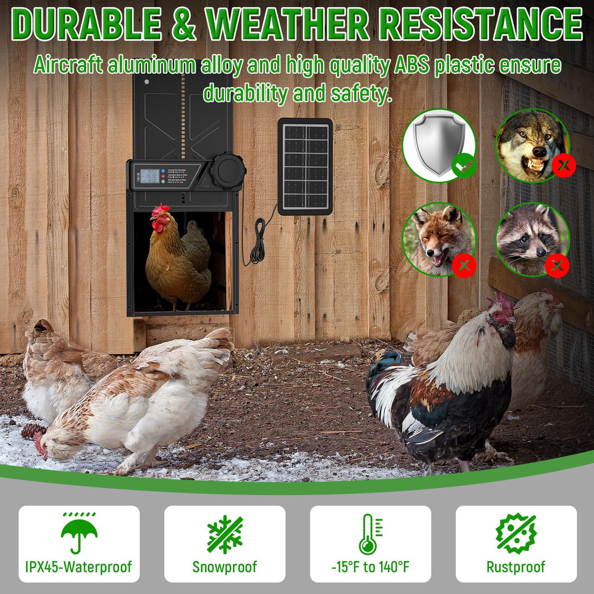 ECLINCO anti-pinch feature protects poultry during automatic closing.