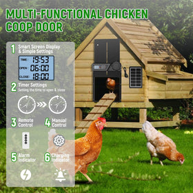 ECLINCO automatic coop door side view highlights slim profile and easy wall mounting.