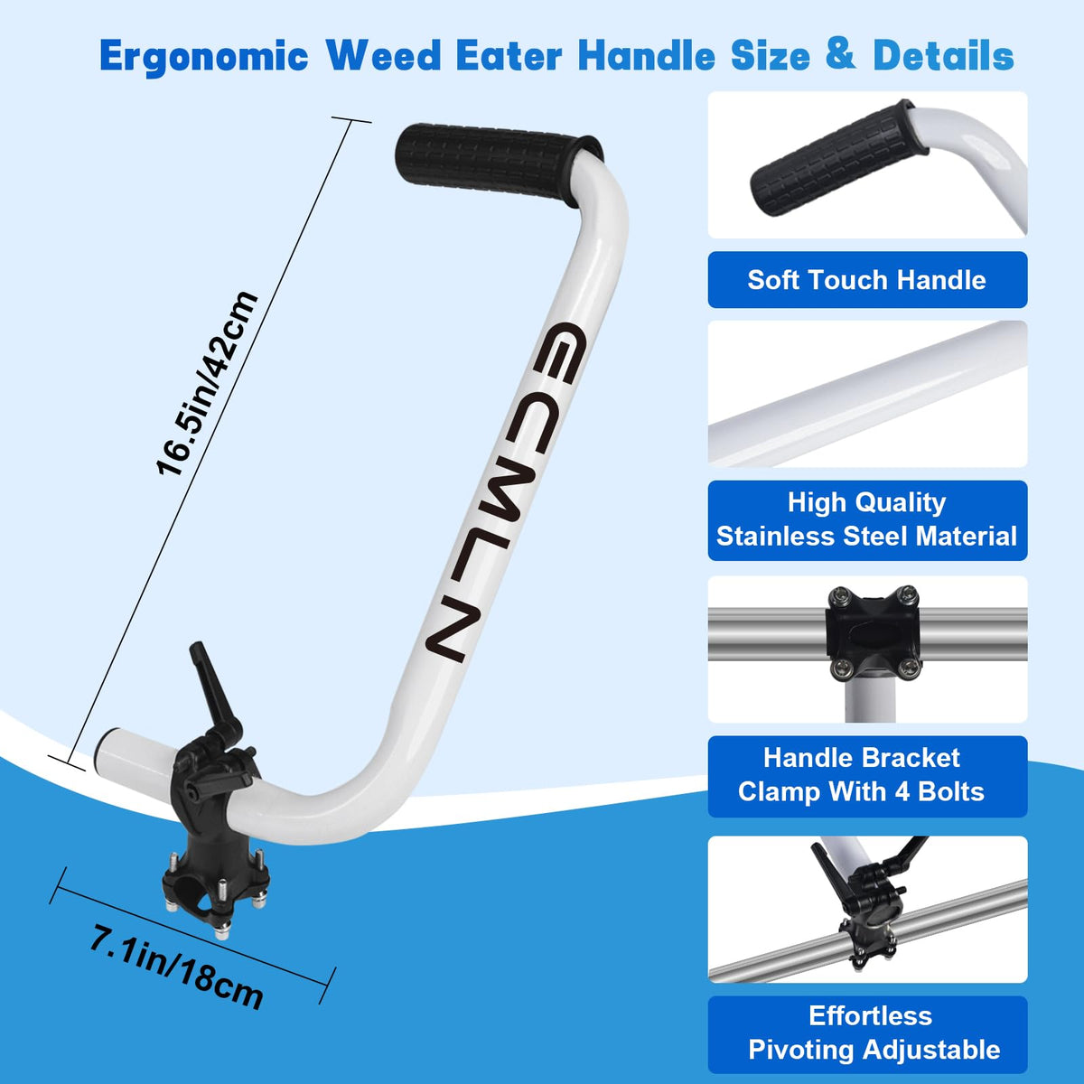 Ecmln weed eater handle with shoulder harness and breathable strap