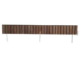 Eco-Green Wood border 4-section assembly demonstrates quick, modular lawn edging.