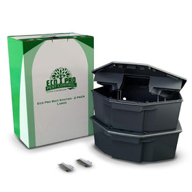 Eco Pro Rat Bait Station 2-Pack front view with secure locking for safe outdoor use.