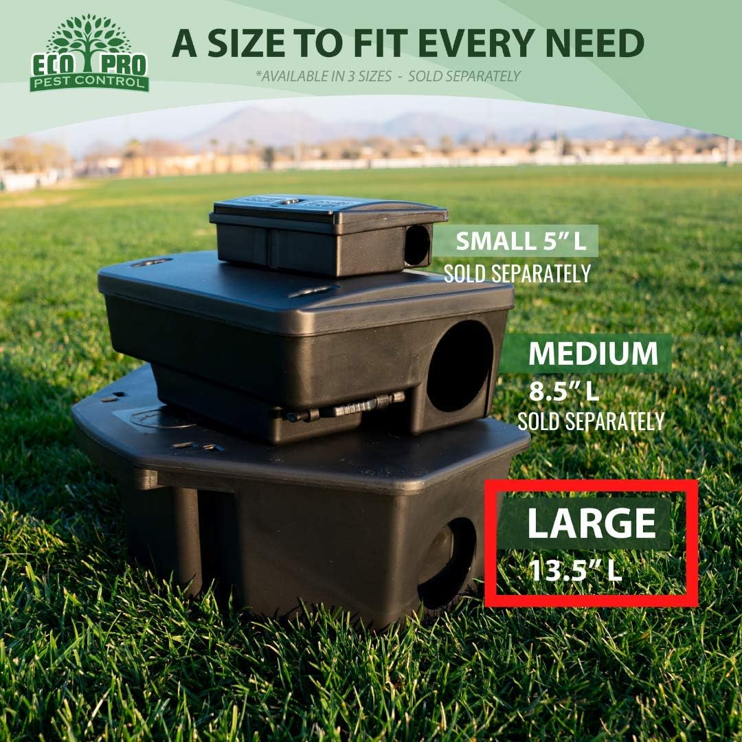 Eco Pro Rat Bait Station 2-Pack lock system protects kids and pets.