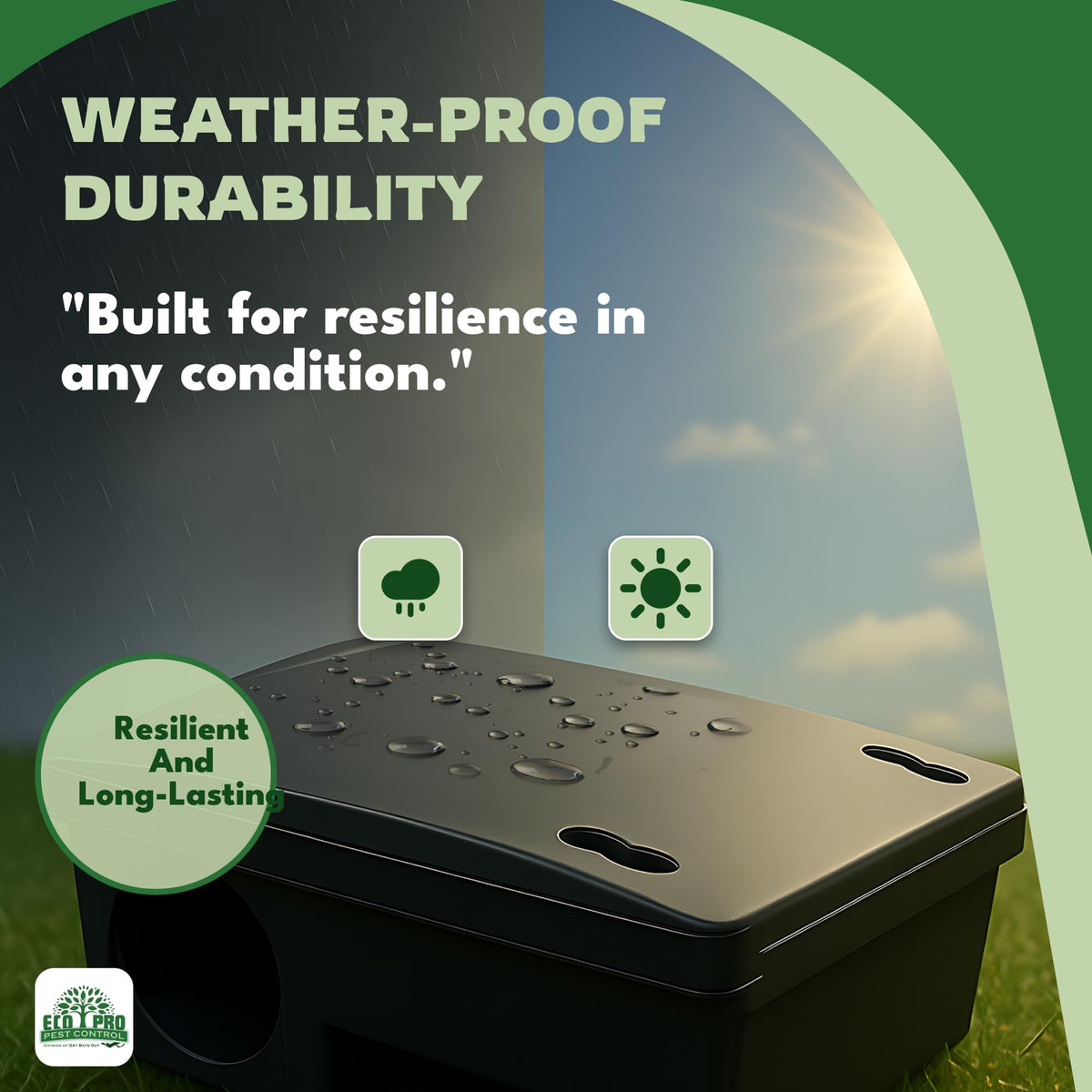 Eco Pro rat bait station suitable for indoor and outdoor environments.