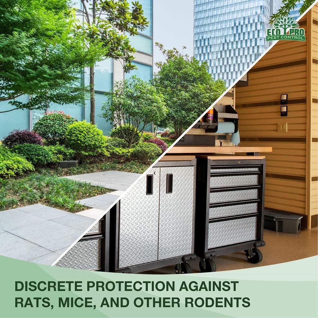 Eco Pro rat bait station 2-pack with weatherproof durability.
