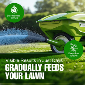 Eco Solutions root-boost deep-feeding granules energizing soil and roots.