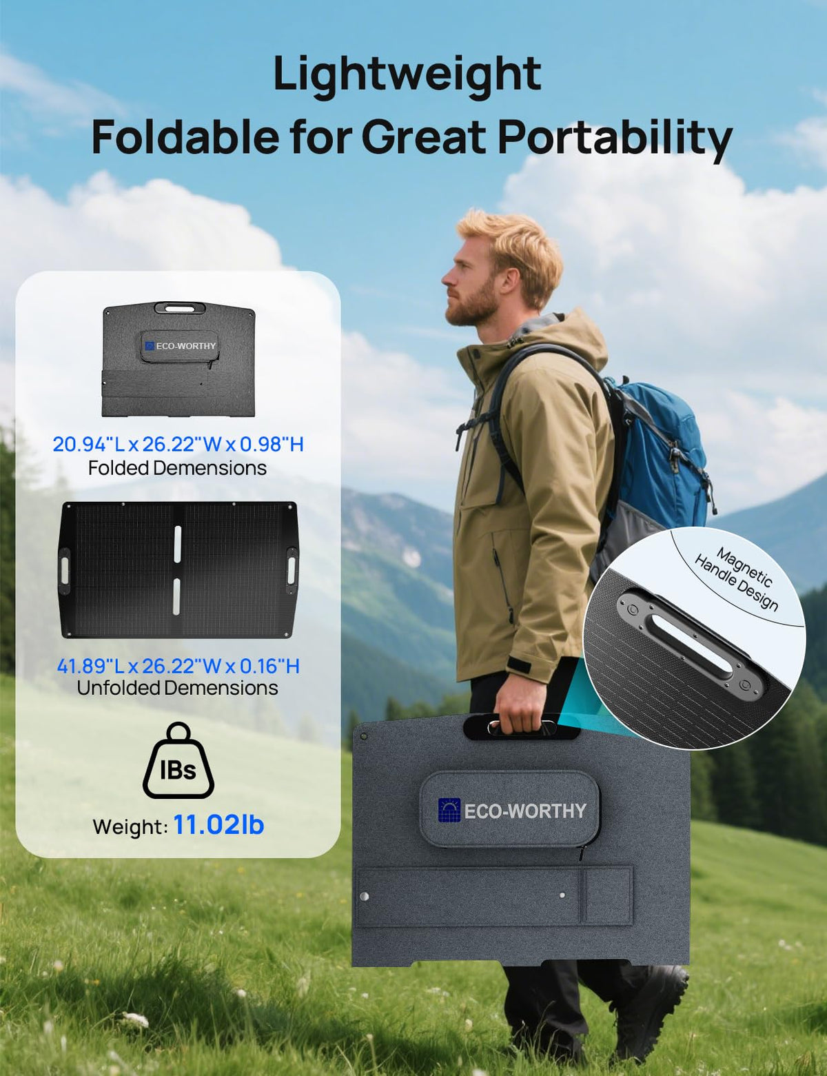ECO-WORTHY 100W includes MC4-to-XT60 and DC cables for versatile setup