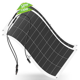 Eco-Worthy 130W flexible solar panel on curved RV roof.