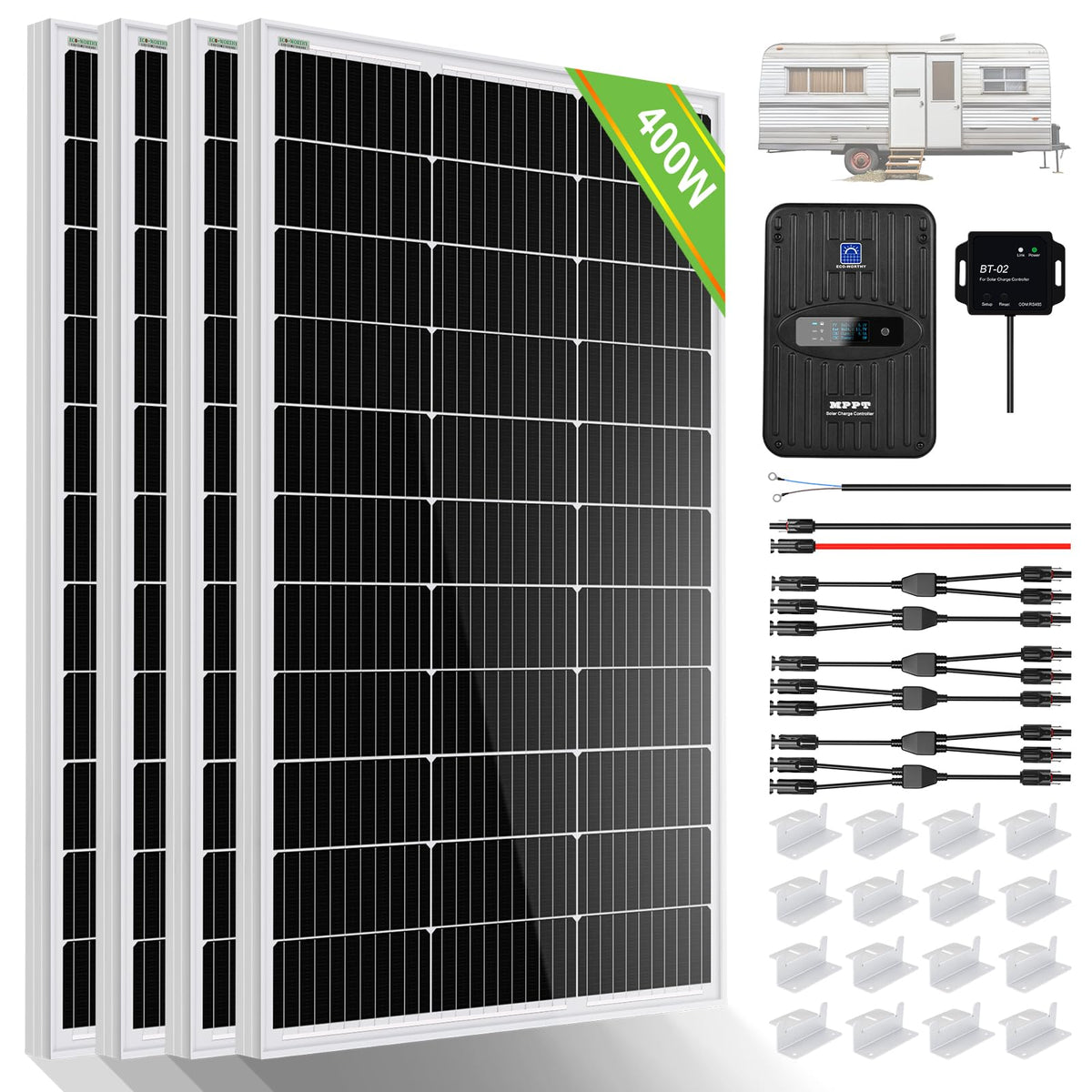 Eco-Worthy 400W kit front view for home or mobile off-grid energy.