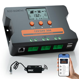 ECO-WORTHY Solar Charge Controller 30A with Bluetooth for on-site monitoring and control.