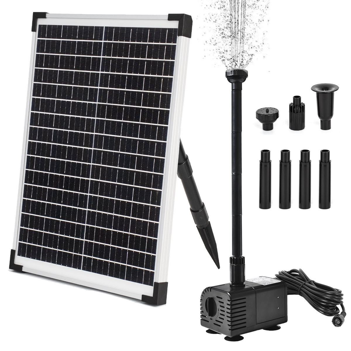 ECO-WORTHY solar water pump kit powers ponds with 449 GPH in direct sunlight.