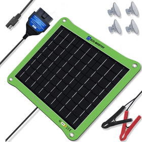 Eco-Worthy Upgrade 7.5W solar panel charger on battery, ready for on-the-go maintenance