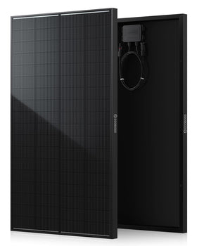ECOBOSS 200W solar panel front view highlighting compact footprint for RV use