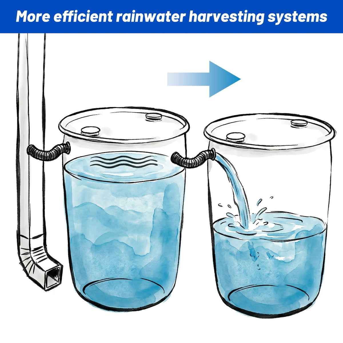 EcoBrisa rainwater diversion setup for garden irrigation.