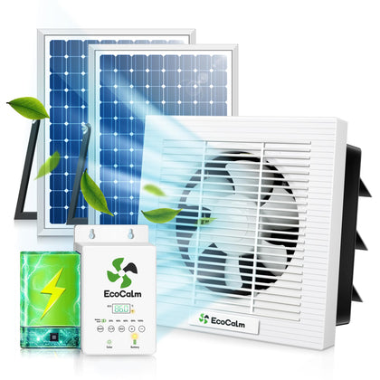ecoCalm 10-inch solar fan front view for greenhouse ventilation