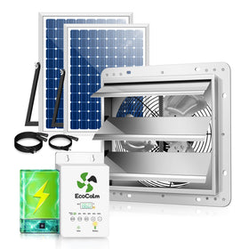 ecoCalm 10inch solar exhaust fan in greenhouse boosting airflow for plants