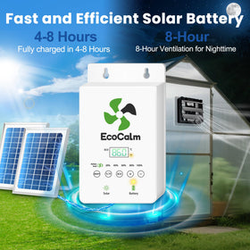 EcoCalm battery pack powering the fan for extended operation