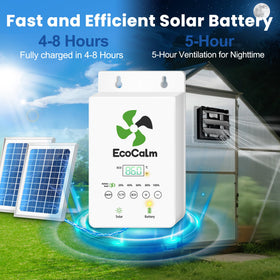 ecoCalm battery compartment showing 5000mAh capacity for overnight airflow