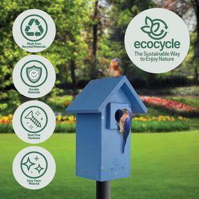 EcoCycle Bluebird Bungalow blue color enhances yard aesthetics