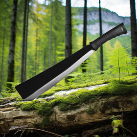 EcoDigiLife Billhook Sickle Machete cutting branches and clearing overgrowth in yards.