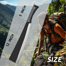 EcoDigiLife Billhook Sickle Machete ready for camping and outdoor wood chopping.