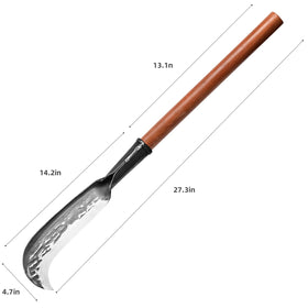 EcoDigiLife machete edge close-up, razor-sharp for brush clearing.