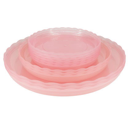 ECOESPTI 12-pack clear plant saucers in 6-inch size protect surfaces from water drainage