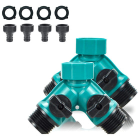 ECOESPTI hose splitter with dual outlets for efficient watering.