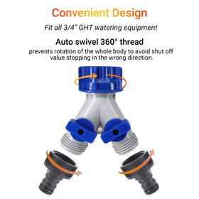 ECOESPTI hose splitter showing tool-free installation for quick setup