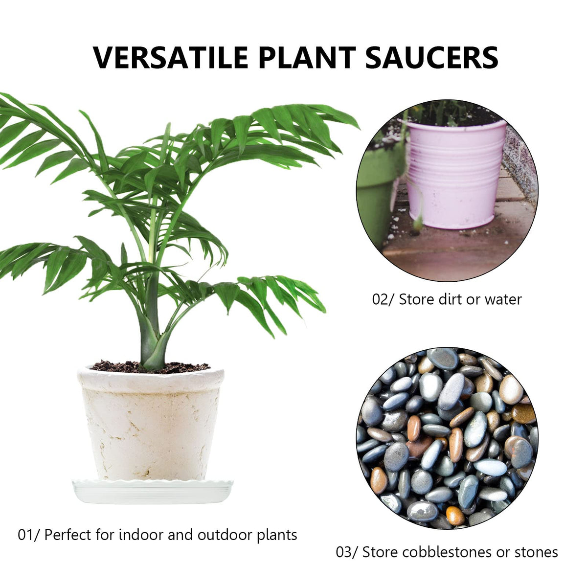 ECOESPTI saucer works indoors and outdoors to protect surfaces.
