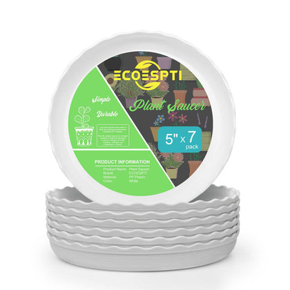 ECOESPTI plant saucer in white round design catches drainage to protect floors.