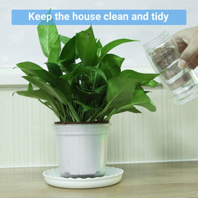 ECOESPTI white round plant saucer—side view showing sturdy construction.