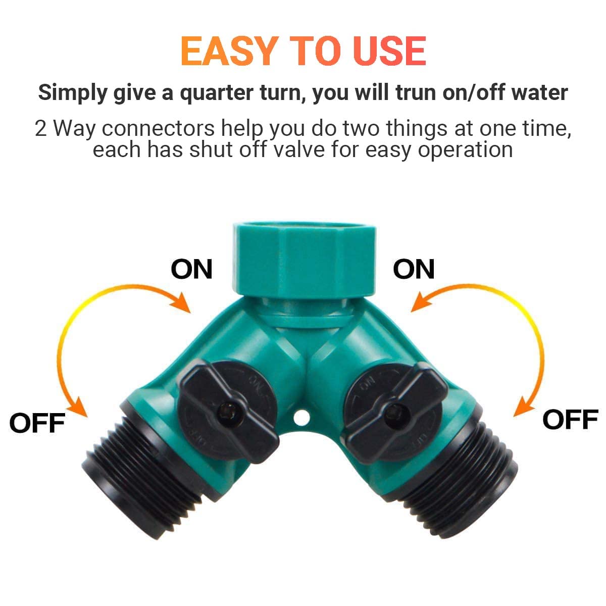 ECOESPTI two-way hose splitter with shut-off valve enabling independent control