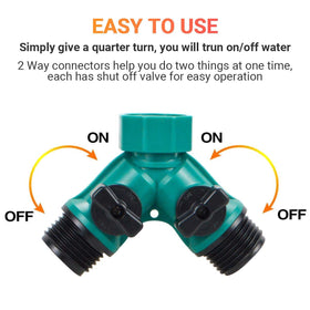 ECOESPTI two-way hose splitter with shut-off valve enabling independent control