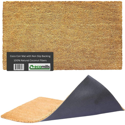 Ecomills Coco Coir Doormat front view traps dirt before entering
