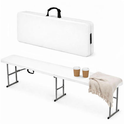 EconoHome portable white folding bench closed and easy to store