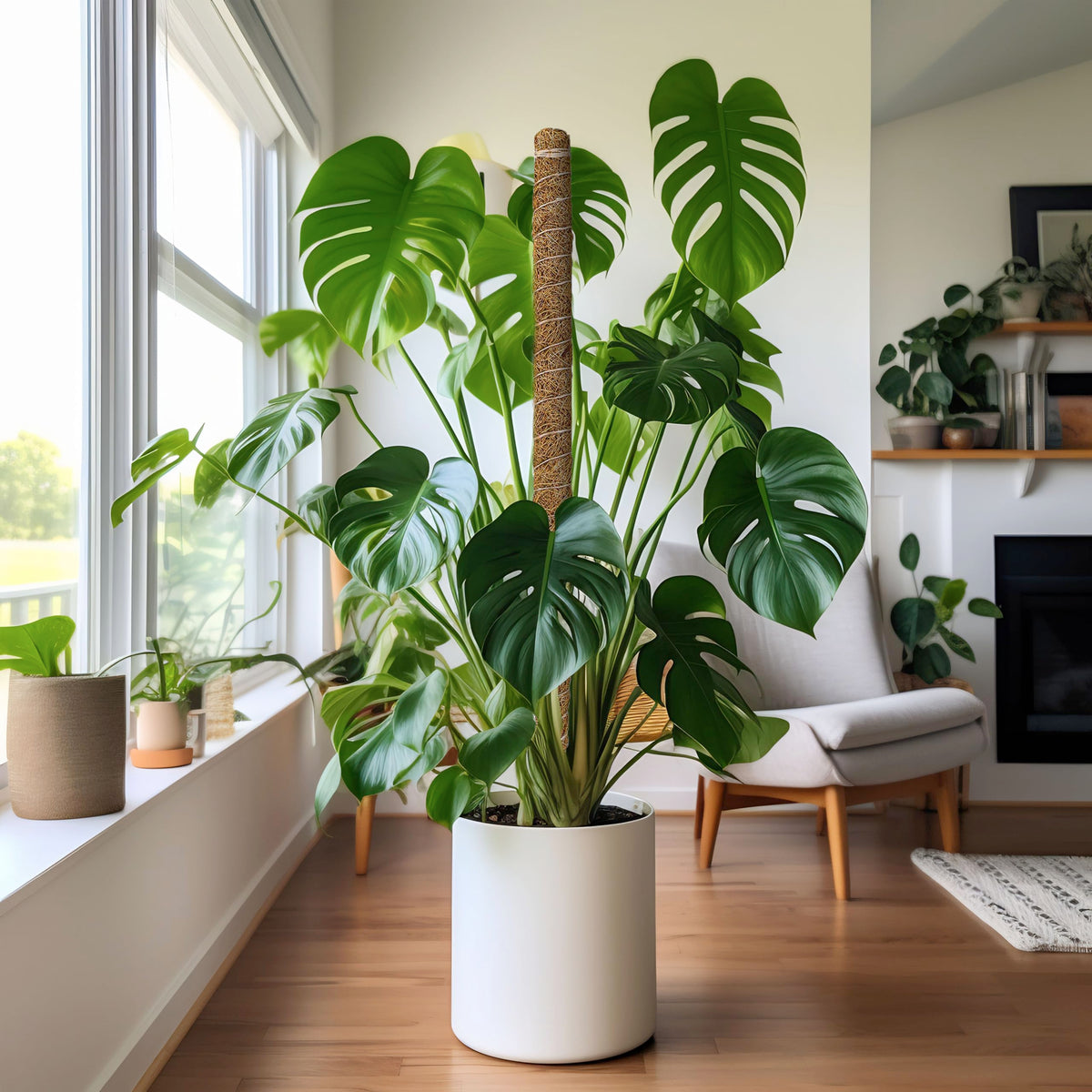 EcoNour plant poles save space by guiding indoor plants upward.