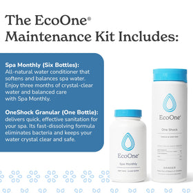 EcoOne 6-month water care kit box for indoor or outdoor hot tubs.