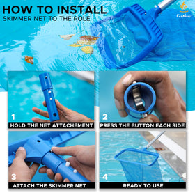 EcoNour Pool Skimmer Net durable lip design helps sweep bottom debris.