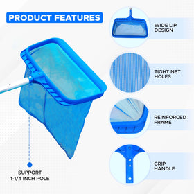 EcoNour Pool Skimmer Net ultra-fine mesh close-up captures tiny particles effectively.