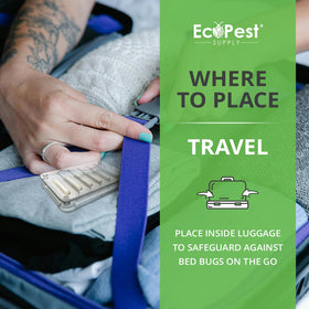 EcoPest Bed Bug Detector placed between mattress and box spring for early detection.