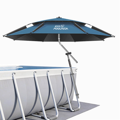 ECOPOOLTECH umbrella frame setup for quick, tool-free installation on above-ground pools